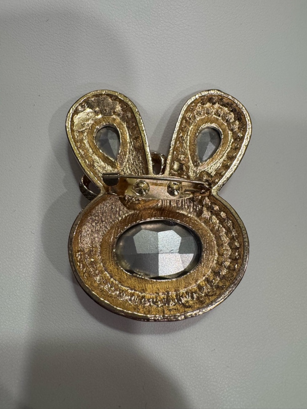 Crystal Bunny Brooch with Gold Bow - Blue - Picture 2 of 4